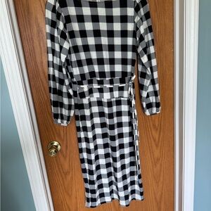 NWOT Tickled Teal Black and White Bishop Sleeve Dress